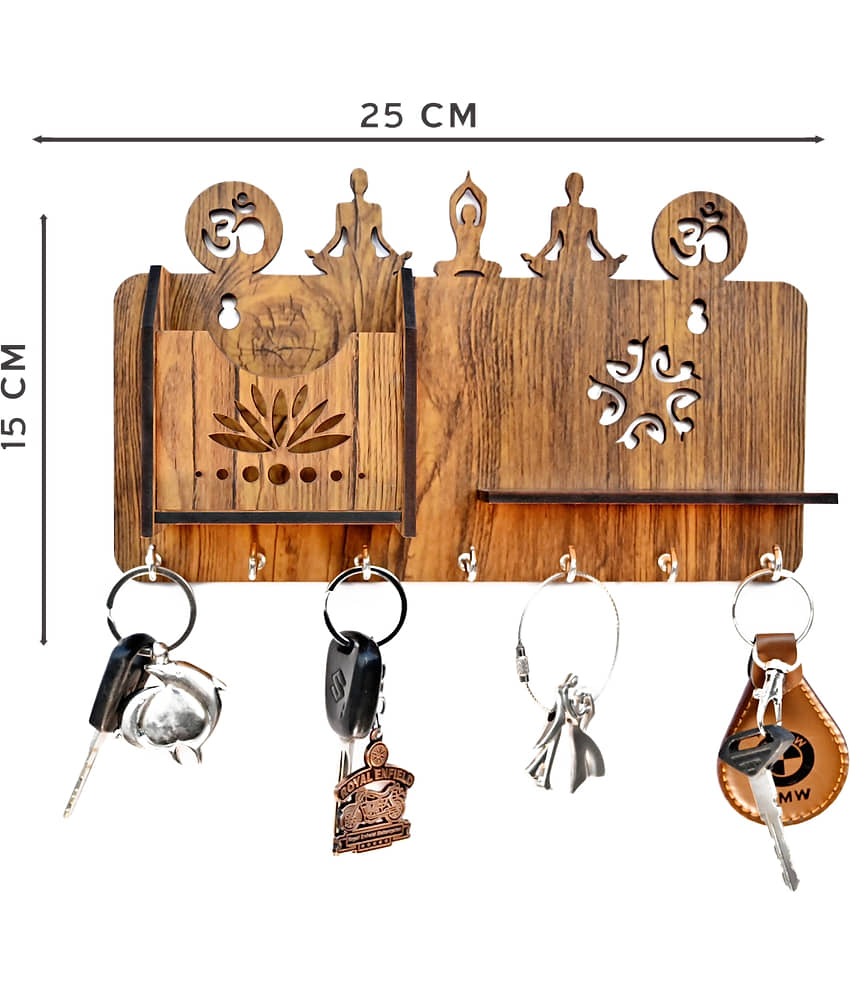 Arpita Crafts Brown Wood Key Holder - Pack of 1 view 2