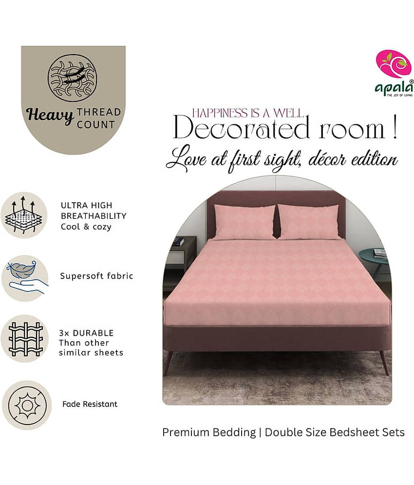 Apala Peach Microfiber 1 Double King Bedsheet with 2 Pillow Covers ( 254 cm x 228 cm ) view 2
