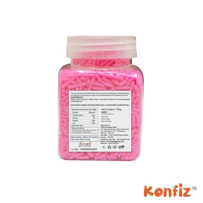 Cake Sprinkler - Vermicelli, White & Pink, 75 gm Each - Pack Of 2 view 2