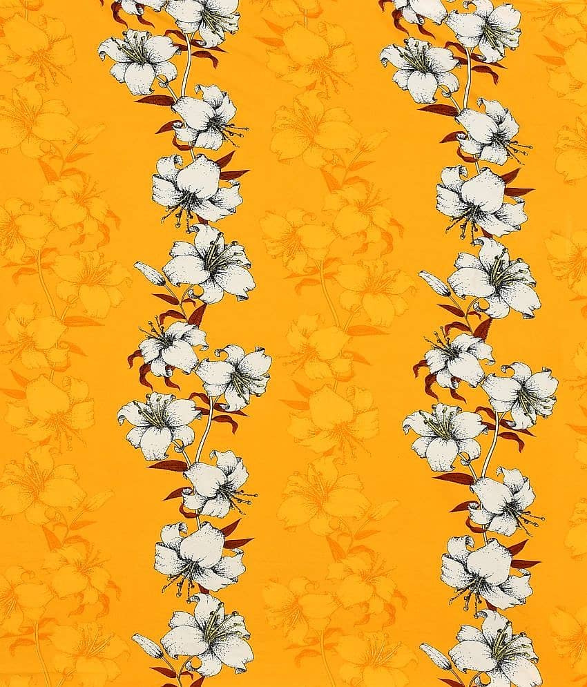 SHOMES Cotton Floral Diwan Set 8 Pcs - Yellow view 2