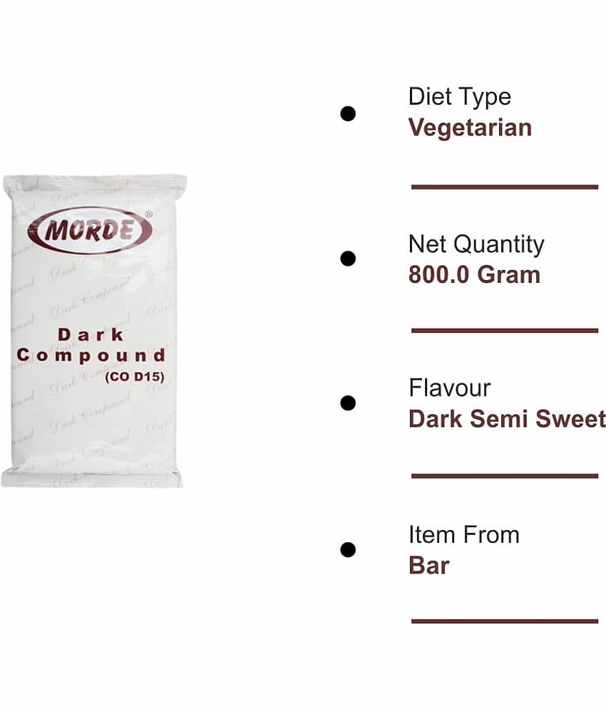 Morde Dark Chocolate Compound Slab (CO-D15) Dark Chocolate 400 g view 2