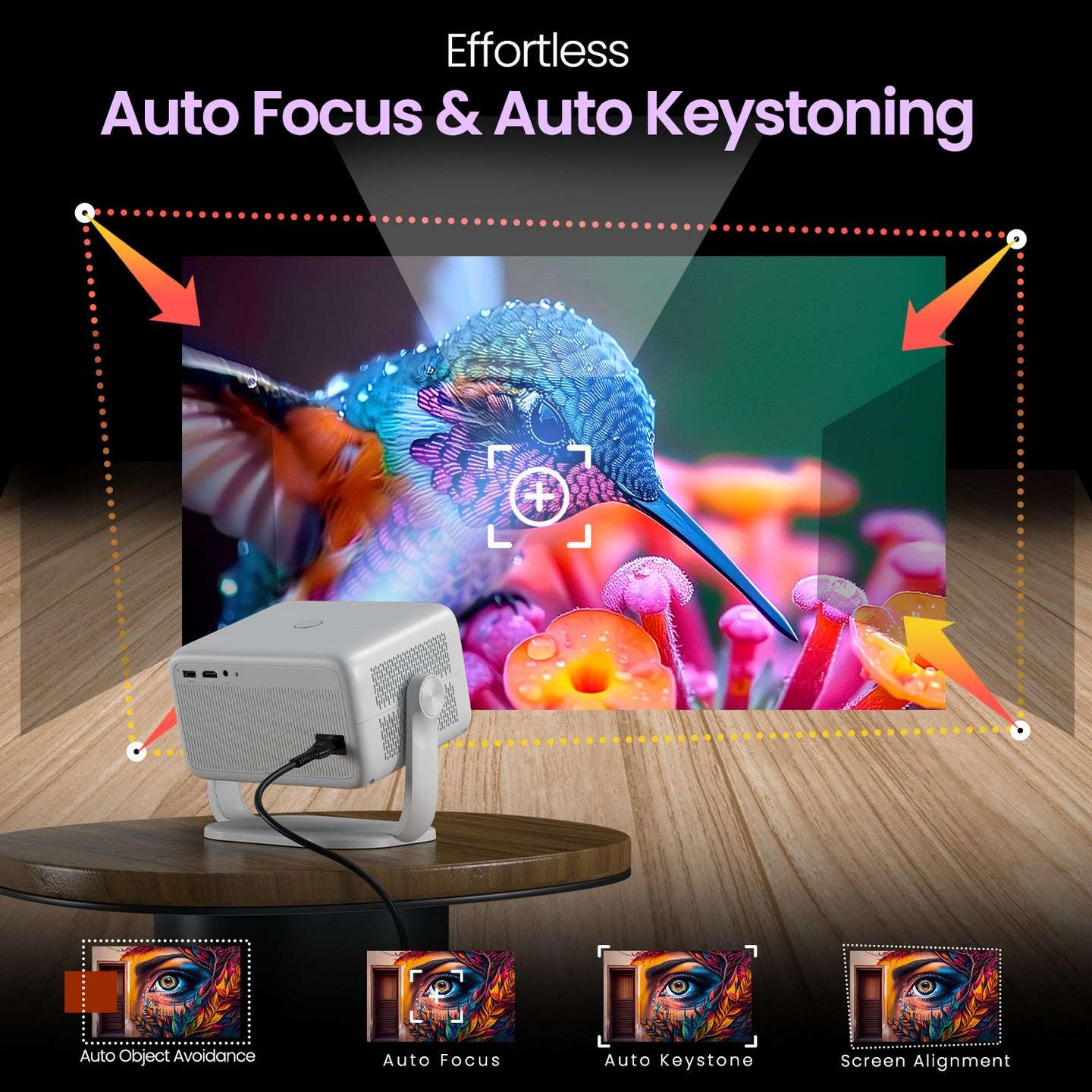 Portronics Beem 560 Projector, 5300 Lumen Brightness, 1080P HD Native Resolution, Adjustable Angles, Dual Band Wifi & Bluetooth view 2