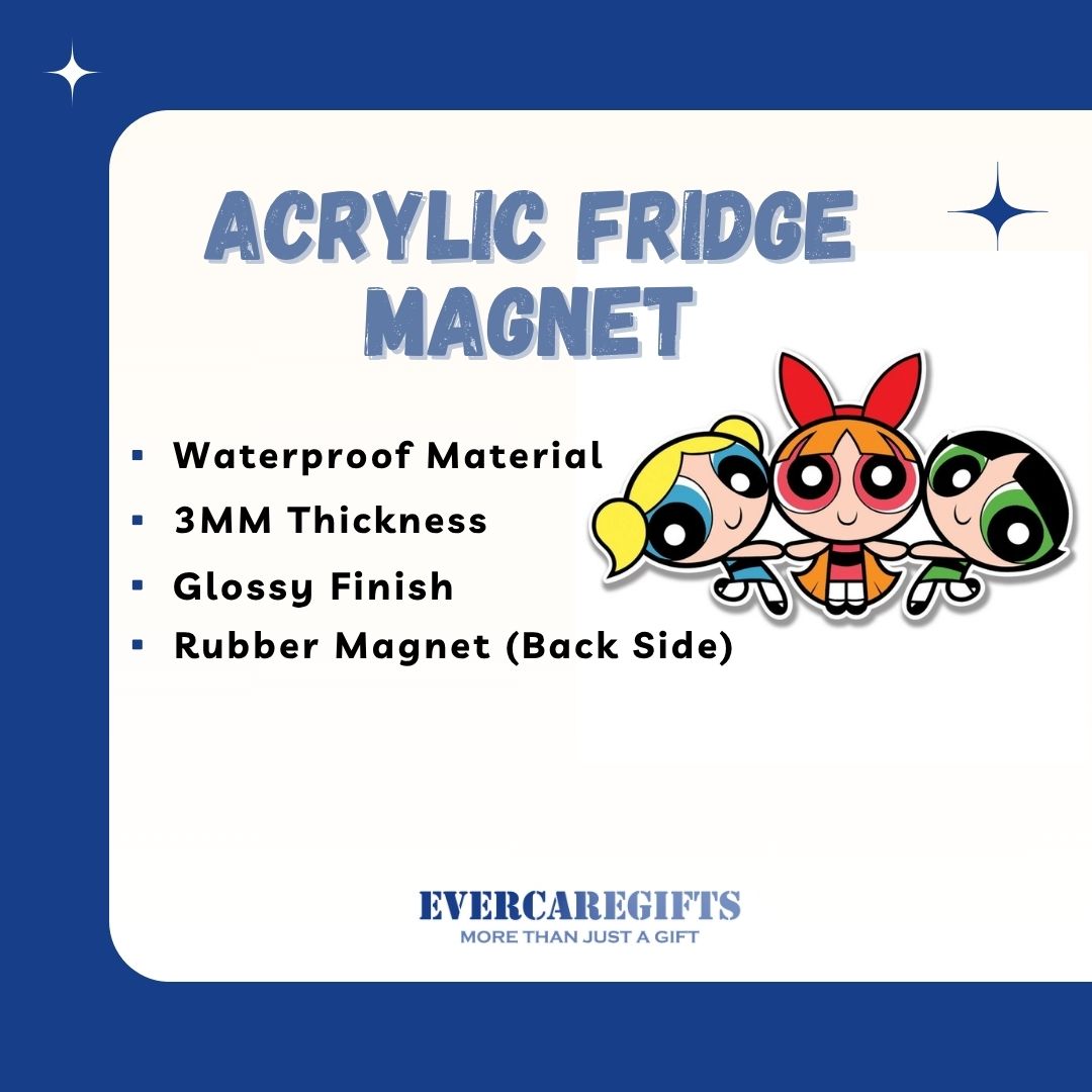 Powerpuff Girls Fridge Magnet Anime Cartoon Sticker Gift for Kids, Return Gift Idea view 2