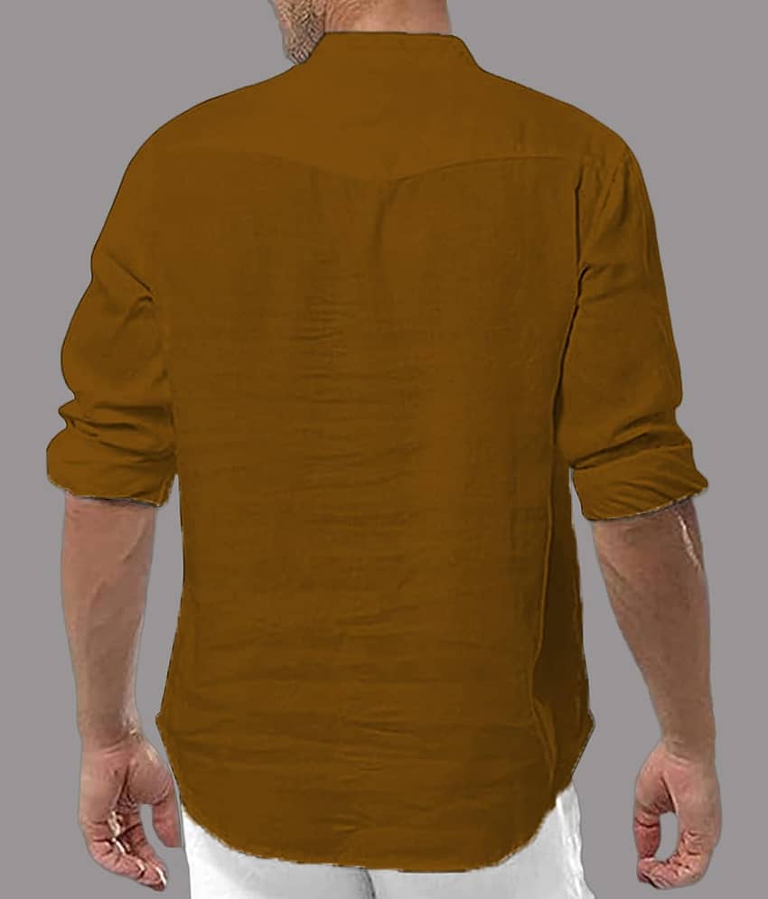 UNI VIBE Cotton Blend Plain Shirt Style Kurta For Men ( Green ) view 2