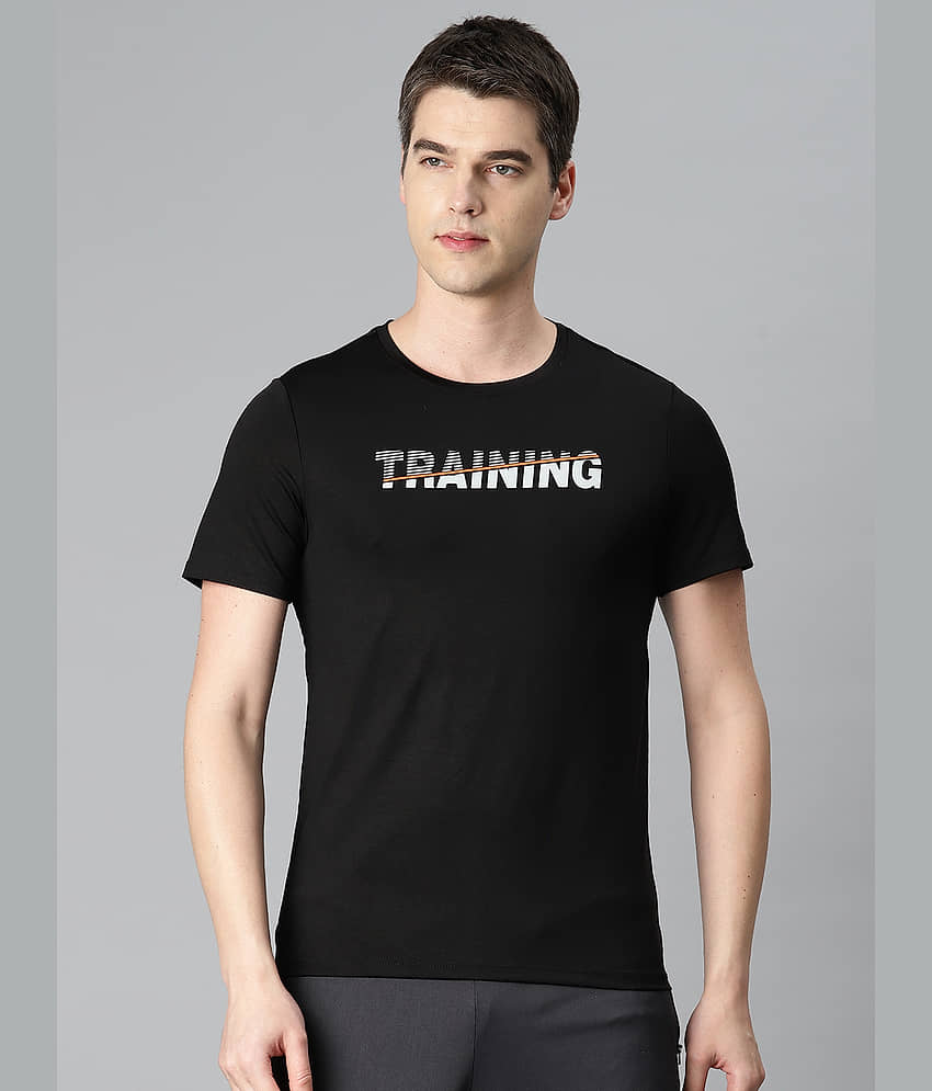 Alcis Black Polyester Slim Fit Men's Sports T-Shirt ( Pack of 1 )