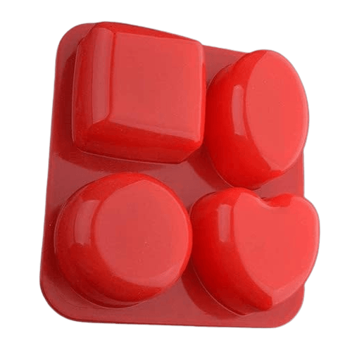 4 Cavity Different Basic Plain Square Heart Oval Round Soap Bar Silicone Mould Candle Making for Homemade (Pack of 1) view 2