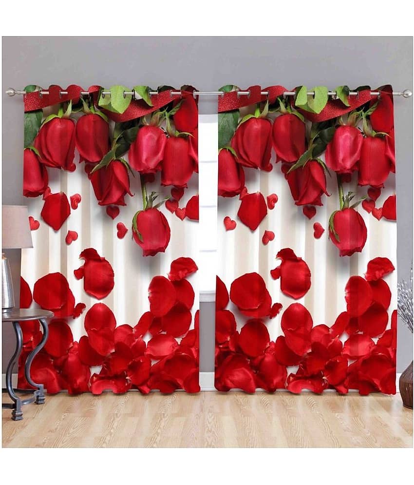 MAHALUXMI COLLECTION Single Window Semi-Transparent Eyelet Polyester Curtains Multi Color view 2
