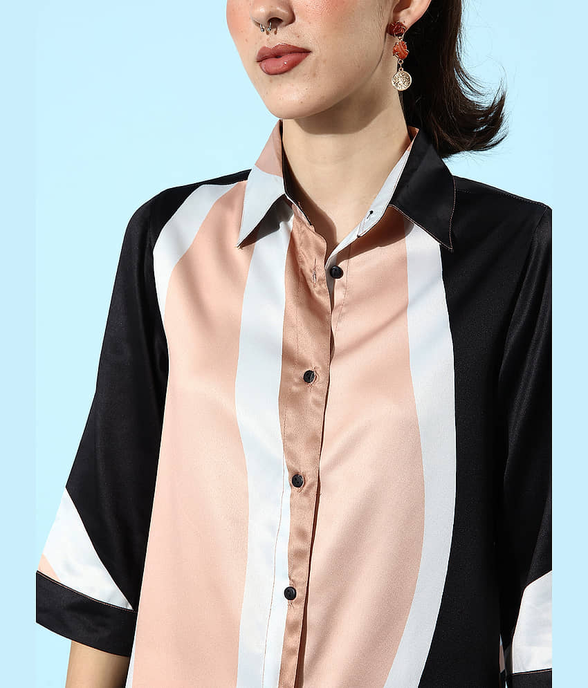 StyleStone Women Printed Shirt With Trousers Co-Ord Set ( Beige ) view 2
