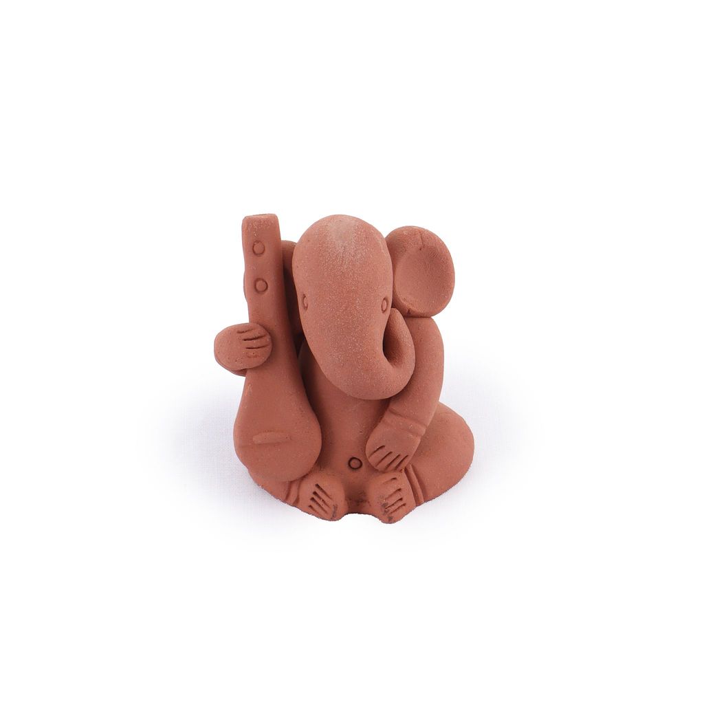 Tisser Arisans Terracota Handmade Musical Ganesh (Set of 10) For Dome Decorative view 2