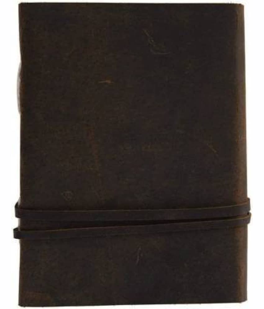 Handcrafted Leather Cover Writing Diary with Belt Lock Notebook Journal Planner Unruled Smooth White Paper Sheet Notepad Sketchbook Personal Diaries for Men and Women (200 Page-120 GSM) view 2