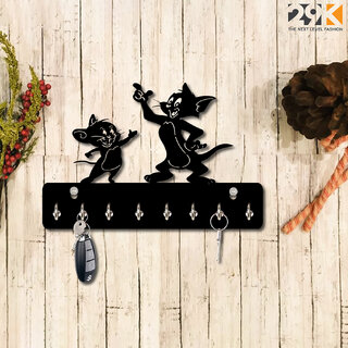 29K Black Tom Jerry Design Wood Key Holder (8 Hooks) view 2