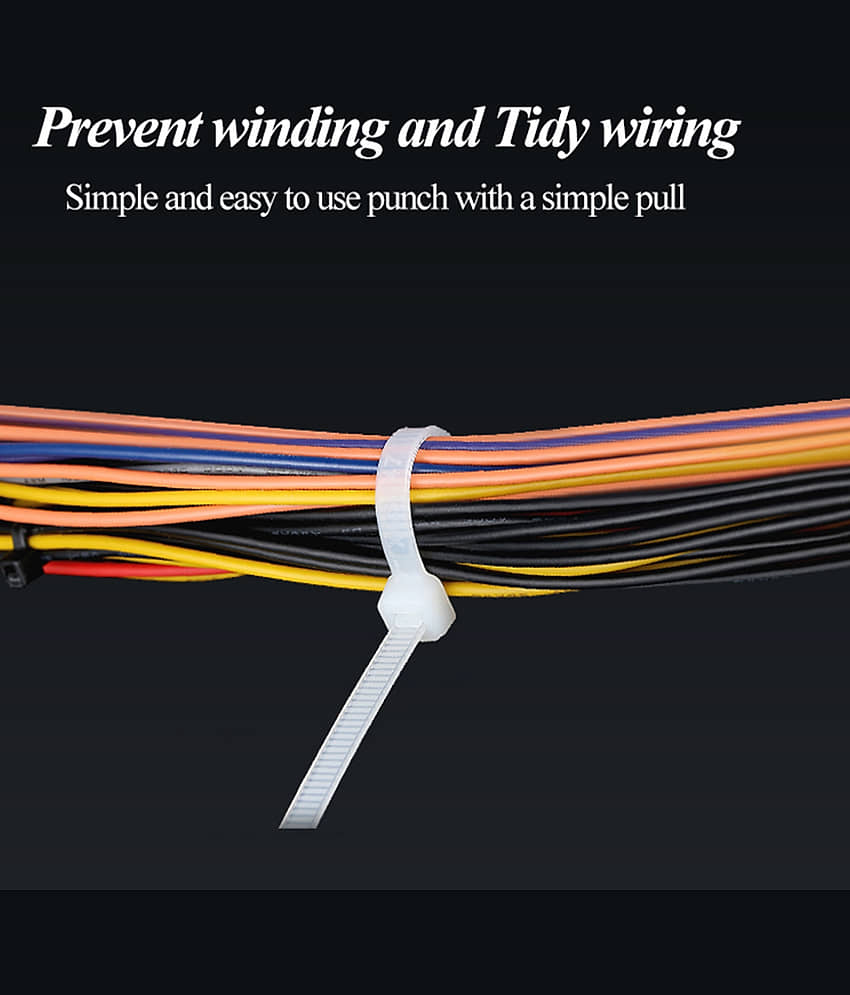 "Teeth Grip Nylon Self Locking Cable Ties, White (150 mm x 2.5 mm, Pack of 100) Cable Tie view 2