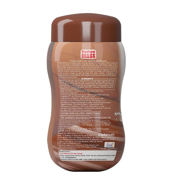 Endura Mass Weight Gainer Chocolate Flavour 500 Gms view 2