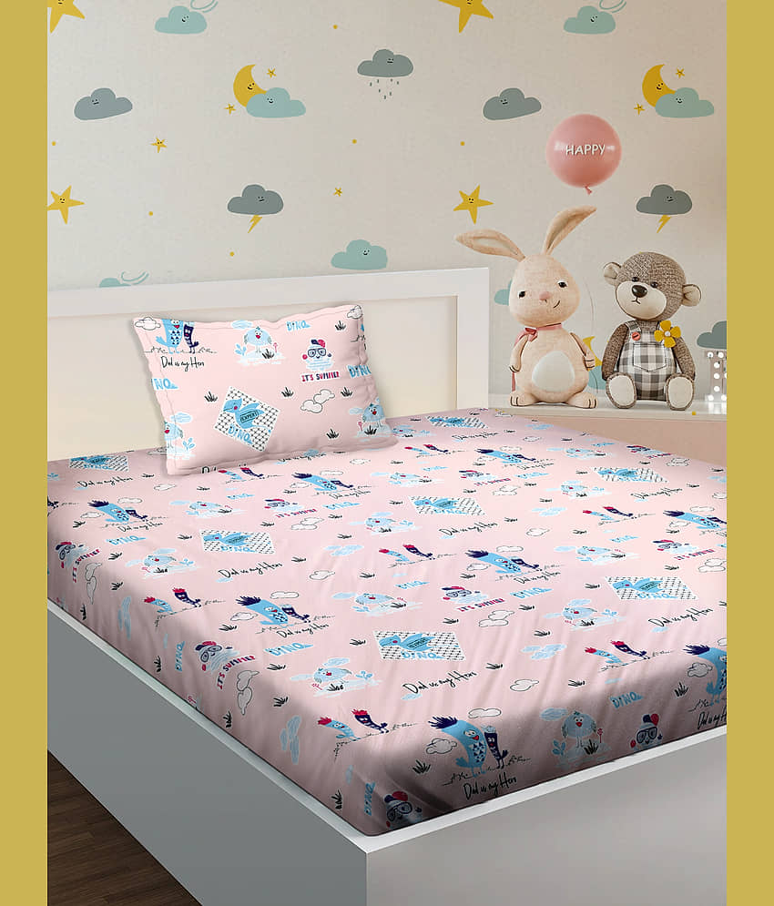 Bella Casa Cotton Single Bedsheet ( Pink ) view 2