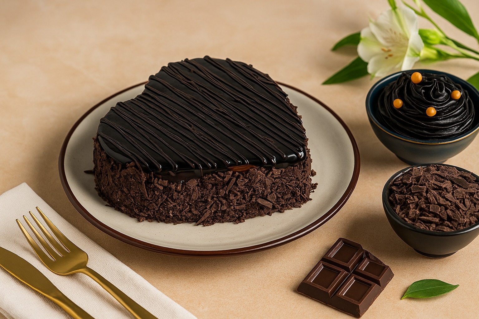 Chocolate truffle heart cake - 500g