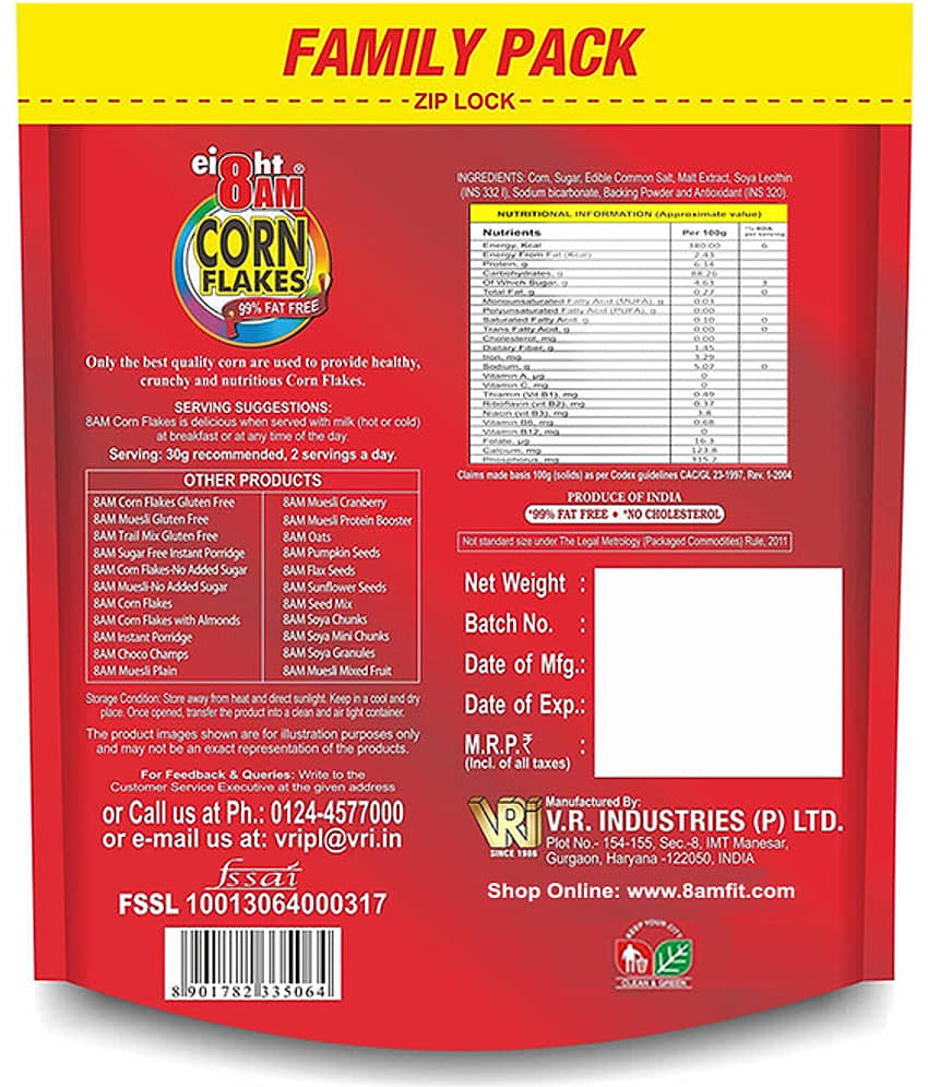 8AM Corn Flakes 1 kg Pack of 2 view 2