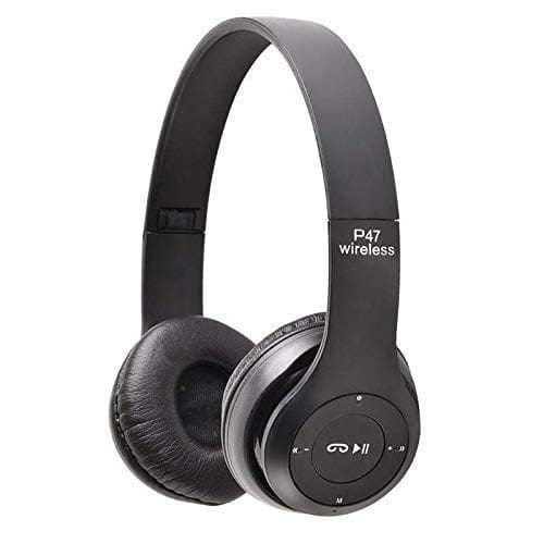 P47 Wireless Headphones Over-Ear Bluetooth Headphones with Microphone, Hi-Fi Stereo Sound, Soft Memory-Protein Earmuffs, Foldable Wireless and Wired Headsets for Cell Phones, PC, TV (MULTI COLOR)