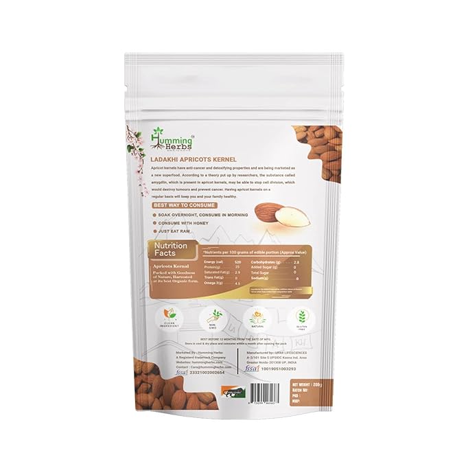Humming Herbs Ladakhi Natural Apricot kernel Almond - Khumani Badam, 200 gm view 2