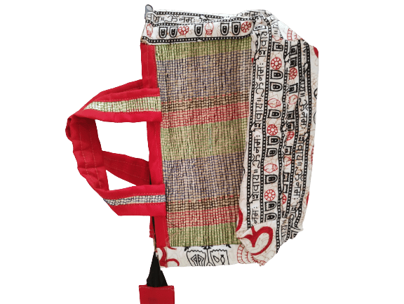 Om Side Bag (Banana Fiber) White & Red view 2