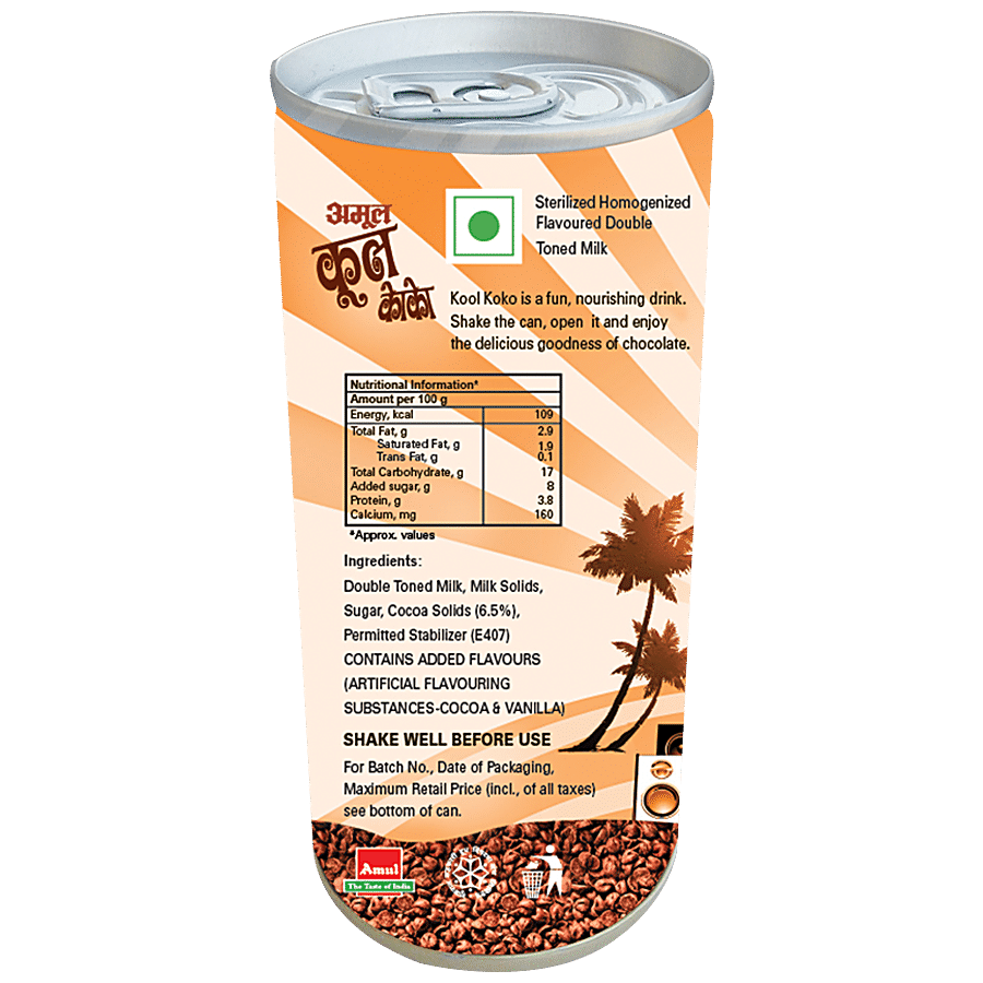 Amul Kool Koko - Chocolate Milk, 200 Ml Can view 2