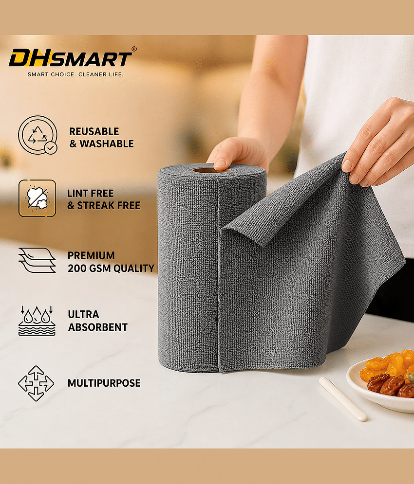 DHSMART Microfiber Cleaning Cloth Roll, 20Pcs, 4000 Times Washable - 10X Cheaper Than Paper Kitchen Towel Roll - Ultra Absorbent Lint Free Microfiber Cleaning Cloth for Kitchen - Tearable, Reusable view 2