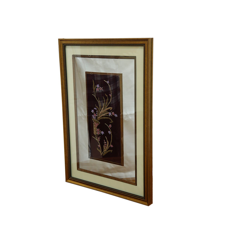 Handcrafted Zari Zardozi Velvet Floral Frame view 2