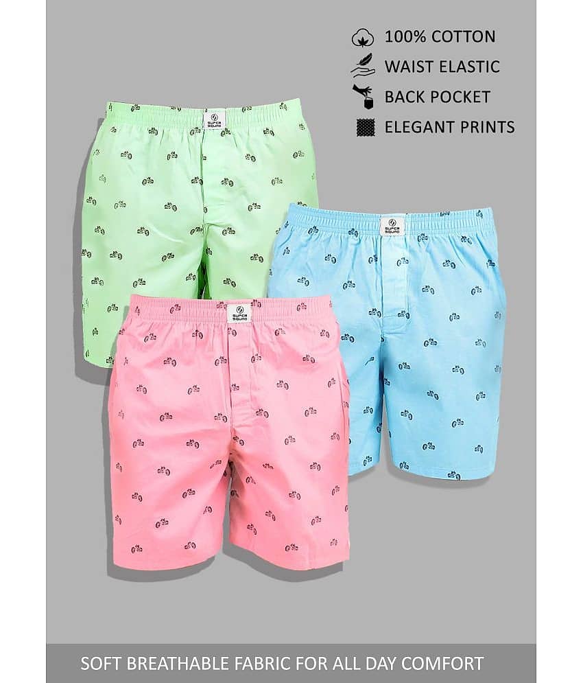 Supersquad Pack of 3 Cotton Boxers For Men's ( Assorted 5 )