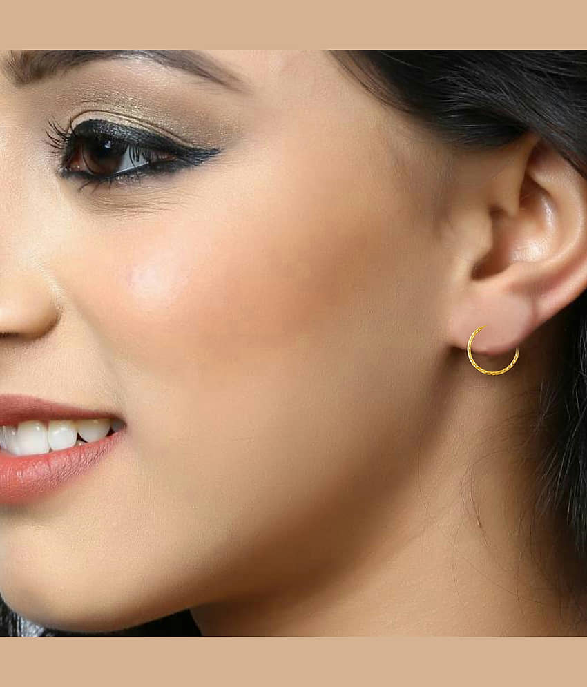 Vighnaharta Shimmering Bejeweled Alloy Gold Bali Earring for Women and Girls VFJ1369ERG view 2
