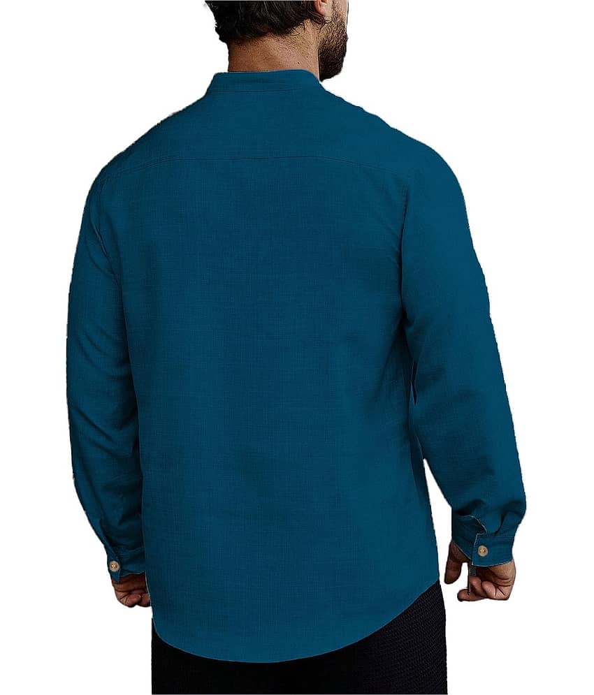 UNI VIBE Indigo Cotton Men's Shirt Style Kurta ( Pack of 1 ) view 2