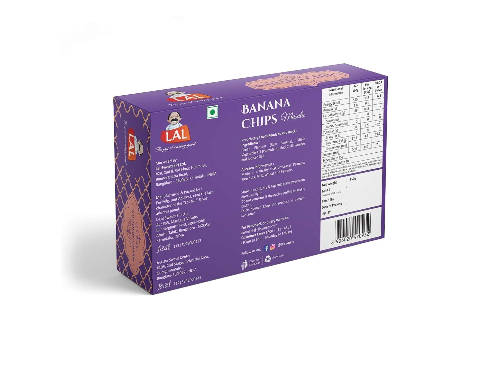 Lal Sweets Banana Chips - Masala 250 grams view 2