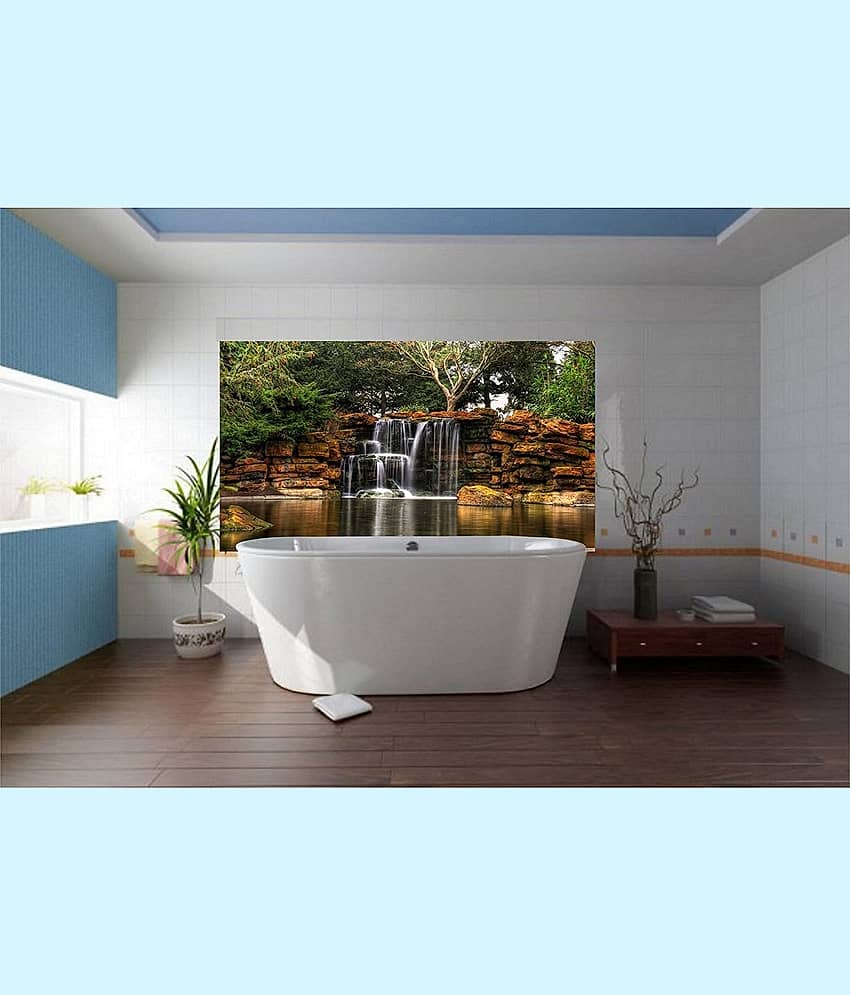 Asmi Collection Self Adhesive Vinyl Beautiful Waterfall Bathroom Sticker ( 56 x 90 cms ) view 2