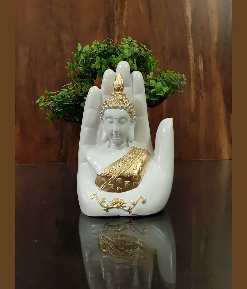 AFTERSTITCH palm buddha idol statue for home office decor white Showpiece 17 cm (Pack of 1) view 2