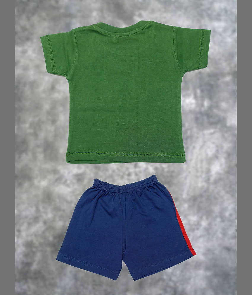 Kideon Pack of 1 Baby Boys Cotton T-Shirt & Shorts ( Green ) view 2