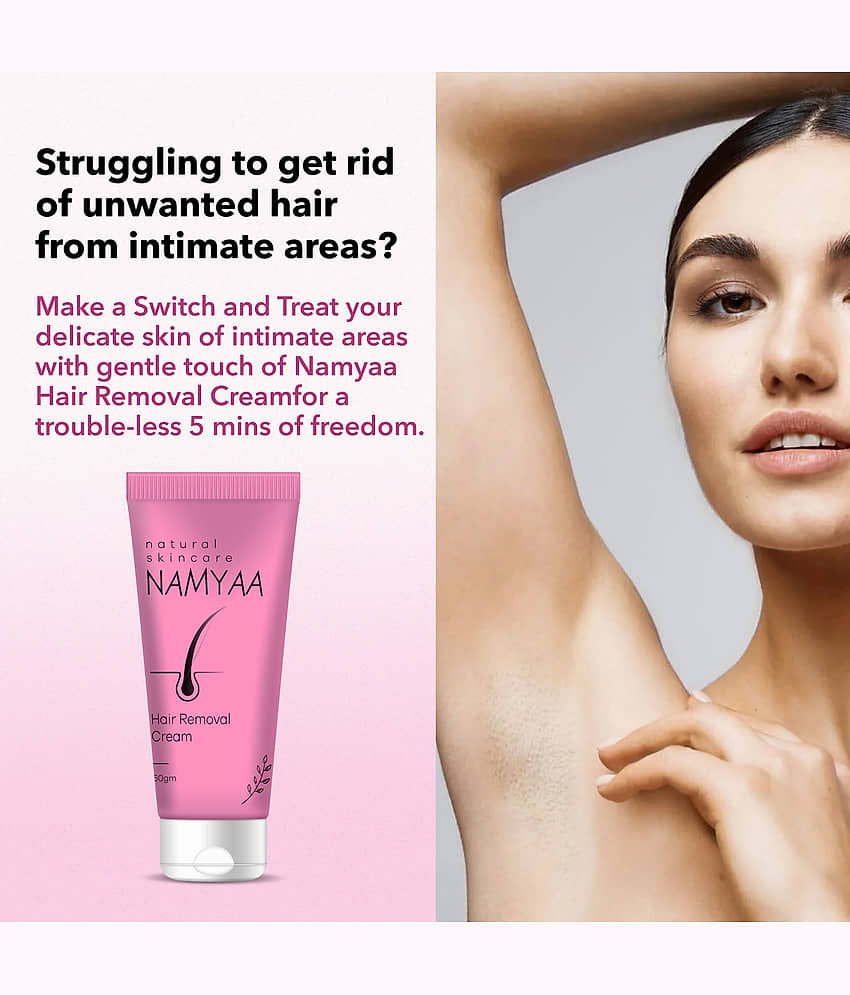 Namyaa Hair Removal Cream 60Gm & After Wax Soothing Serum Cream|For Bikini, Underarms, Legs & Arms view 2