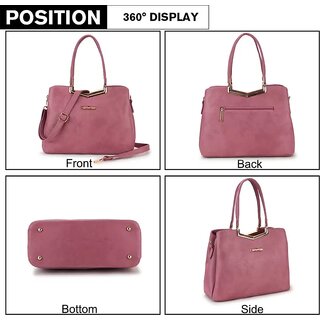 LAIK Handbags for Women| Premium PU Leather Shoulder Bags| Latest Trendy Design Bag| Top Handle Stylish Bag For Ladies | Pink view 2
