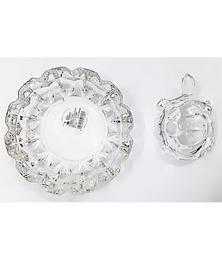 AFTERSTITCH Glass Crystal Tortoise kachua With Plate idols Show pieces Vastu fengshui Statue Good Luck view 2