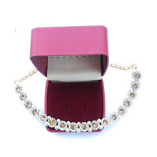 Necklace with Earing Stug With American Diamond Gold Plated For Women GIrl For Party Marriage And Function view 2