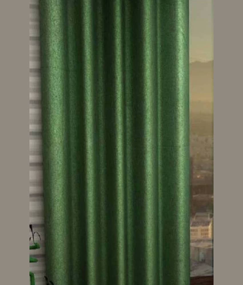 N2C Home Solid Semi-Transparent Eyelet Curtain 5 ft ( Pack of 1 ) - Green view 2