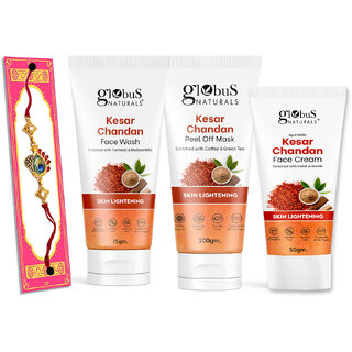 Globus Naturals Rakhi Special Combo- Kesar Chandan Face wash 75gm, Kesar Chandan Peel off Mask 75gm, Kesar Chandan Face Cream 50gm Set of 3 view 2