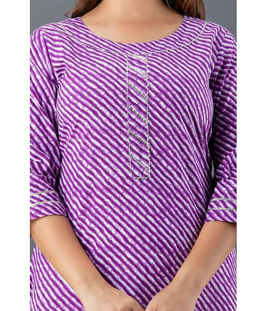 Lee Moda - Purple Cotton Women's Straight Kurti ( Pack of 1 ) view 2