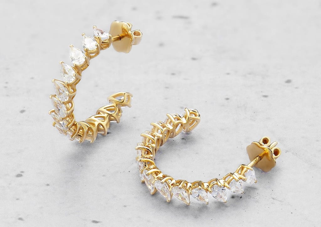 Tilted Teardrop Hoop Earrings view 2