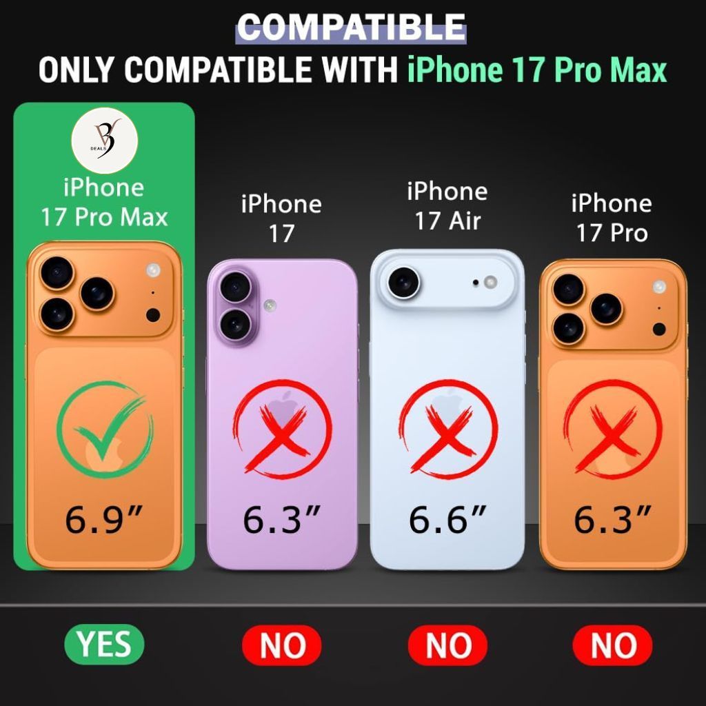 V3Deals Crystal Clear Hard Back Case Compatible with iPhone 17 Pro Max, Non-Yellowing, 360° Shockproof Protection, Camera and Screen Protection, Triple Airbag Technology (iPhone 17 Pro Max) view 2
