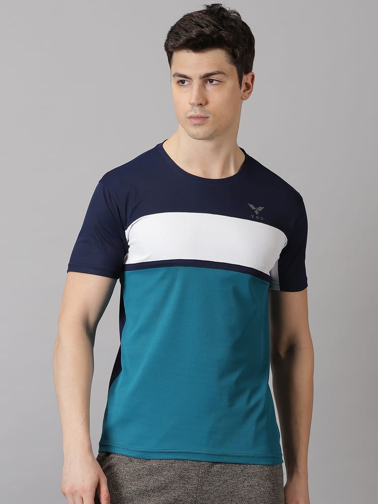 Polyester Navy & Green Round Neck view 2