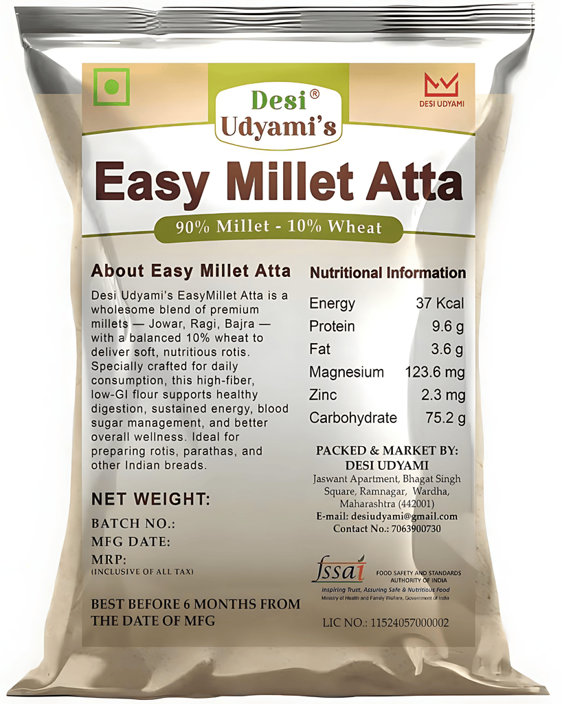 Desi Udyami EasyMillet Atta with 10% Wheat, Millet Atta for Diabetes, Low GI Atta, Multigrain Flour India, 2x2 kgs view 2