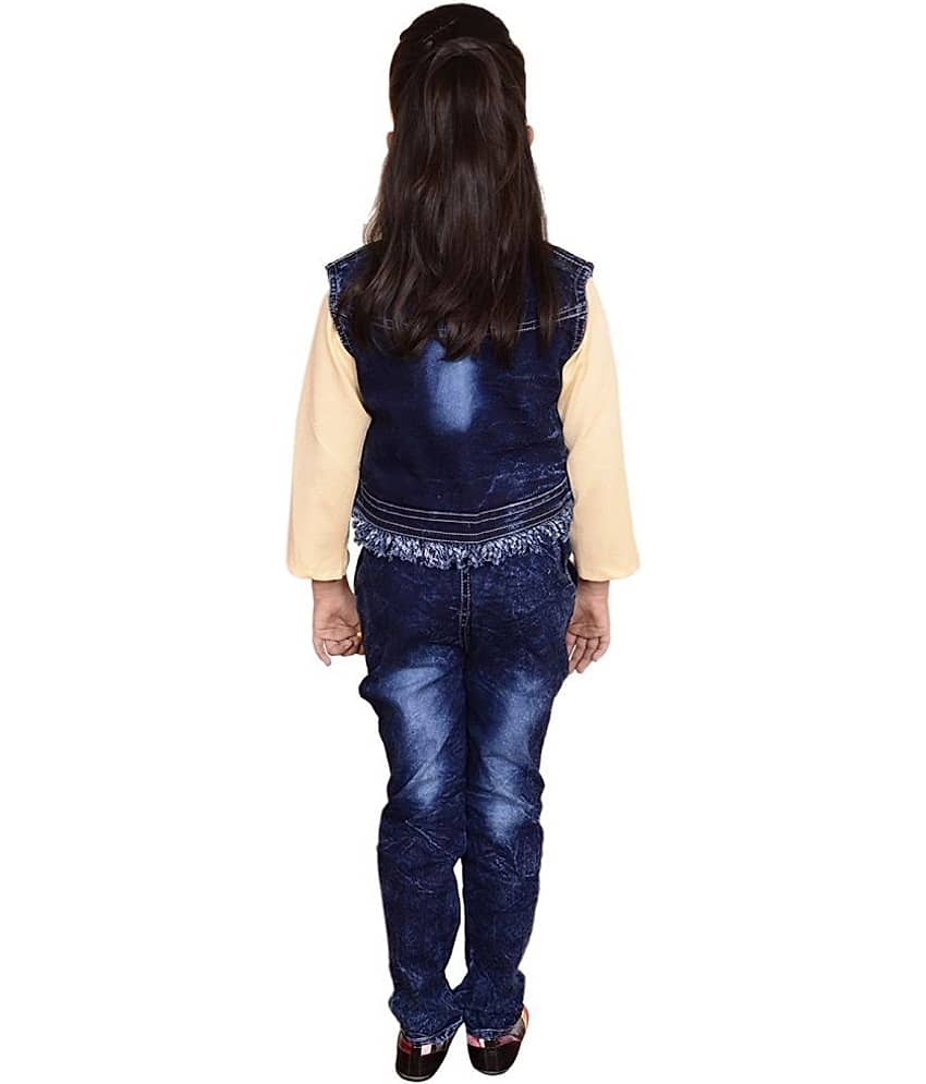 Cherry Tree Girls Denim Top With Jeans ( Yellow ) view 2