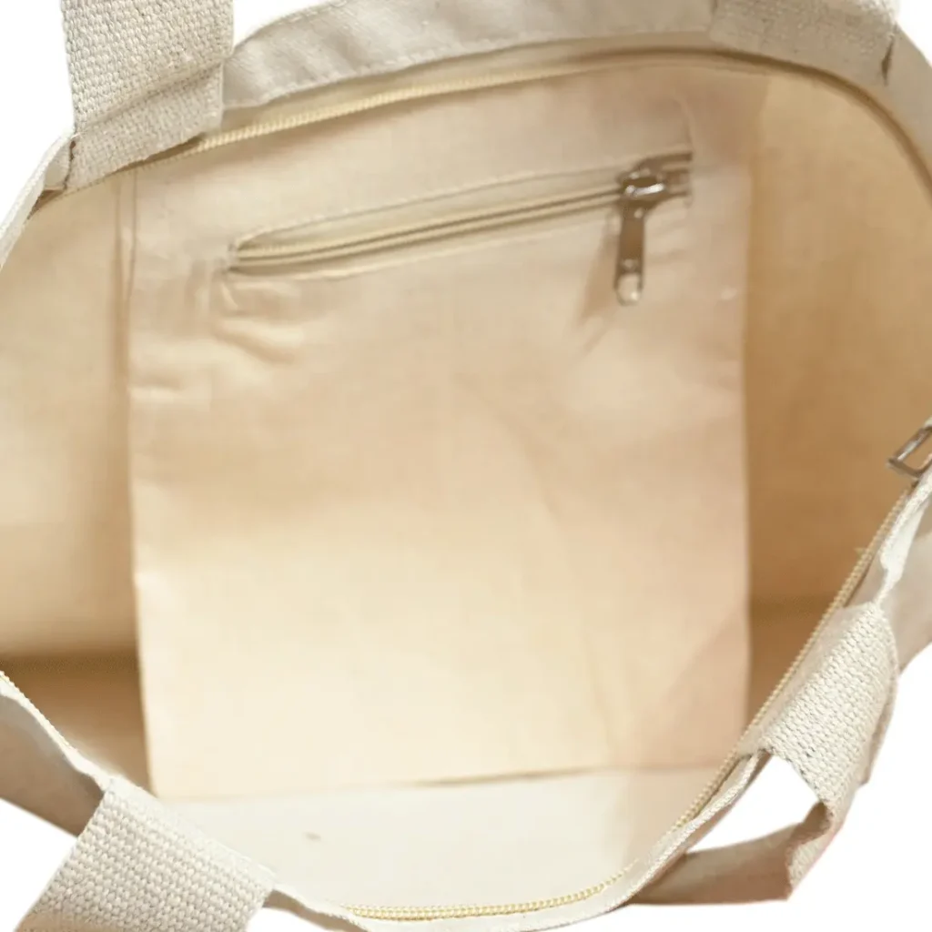 Canvas Tote Bag with Sewing Machine Print view 2
