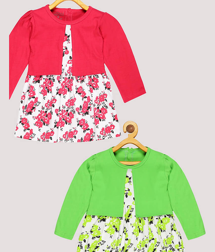 Babeezworld Cotton Frock For Girls ( Pack of 2 , Multi ) view 2