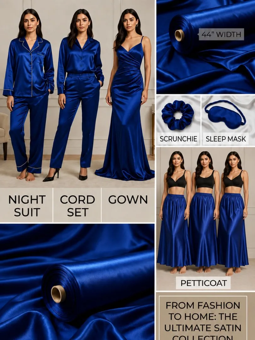 UneR Premium Plain Satin Fabric for Women | 5 Meter | 44 Inch Width | Soft Silky Unstitched Dress Material view 2