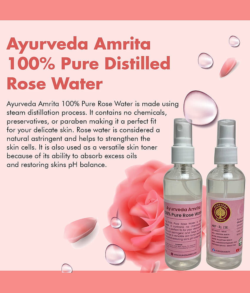 Ayurveda Amrita Steam Distilled Rose Water Skin Tonic 100 mL view 2