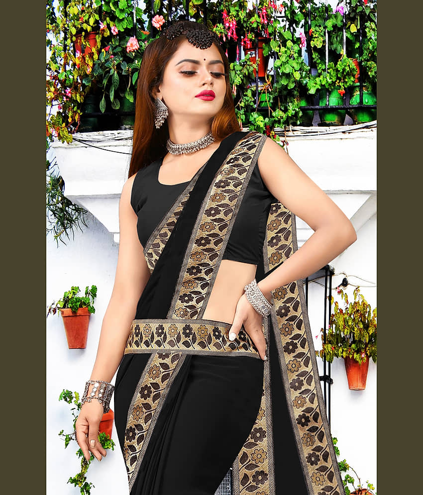 WXW Fashion Lycra Embroidered Regular Saree With Unstitched Blouse Piece ( Maroon )